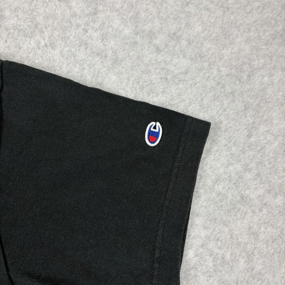 Vintage Champion T Shirt Mens Medium Black T1011 Heavy Cotton Blank 90s USA Made - Picture 3 of 8